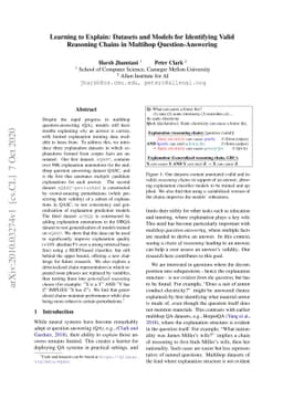 Learning to Explain: Datasets and Models for Identifying Valid Reasoning
  Chains in Multihop Question-Answering