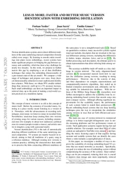 Less is more: Faster and better music version identification with
  embedding distillation