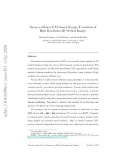 Memory-efficient GAN-based Domain Translation of High Resolution 3D
  Medical Images
