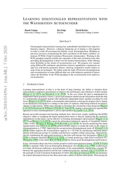 Learning disentangled representations with the Wasserstein Autoencoder