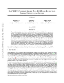 CATBERT: Context-Aware Tiny BERT for Detecting Social Engineering Emails