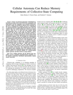 Cellular Automata Can Reduce Memory Requirements of Collective-State
  Computing