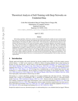 Theoretical Analysis of Self-Training with Deep Networks on Unlabeled
  Data
