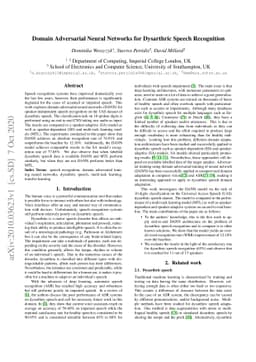 Domain Adversarial Neural Networks for Dysarthric Speech Recognition