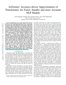 AxFormer: Accuracy-driven Approximation of Transformers for Faster,
  Smaller and more Accurate NLP Models
