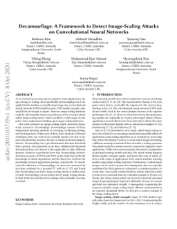 Decamouflage: A Framework to Detect Image-Scaling Attacks on
  Convolutional Neural Networks