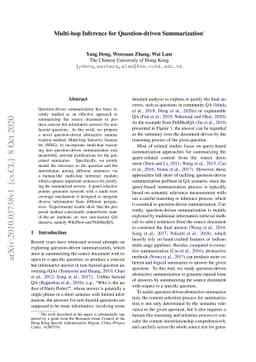 Multi-hop Inference for Question-driven Summarization