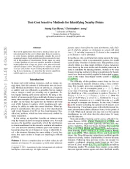 Test-Cost Sensitive Methods for Identifying Nearby Points