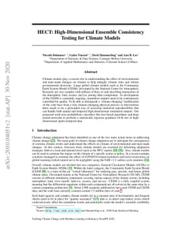 HECT: High-Dimensional Ensemble Consistency Testing for Climate Models