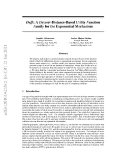 Duff: A Dataset-Distance-Based Utility Function Family for the
  Exponential Mechanism