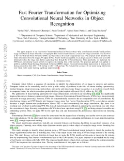 Fast Fourier Transformation for Optimizing Convolutional Neural Networks
  in Object Recognition