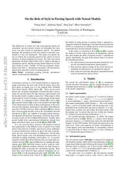 On the Role of Style in Parsing Speech with Neural Models