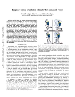 Lyapunov-Stable Orientation Estimator for Humanoid Robots