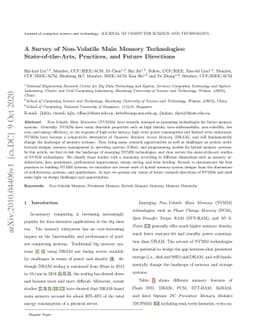 A Survey of Non-Volatile Main Memory Technologies: State-of-the-Arts,
  Practices, and Future Directions
