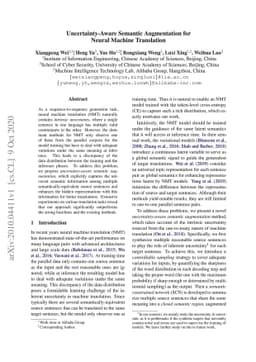 Uncertainty-Aware Semantic Augmentation for Neural Machine Translation