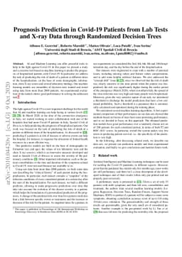 Prognosis Prediction in Covid-19 Patients from Lab Tests and X-ray Data
  through Randomized Decision Trees