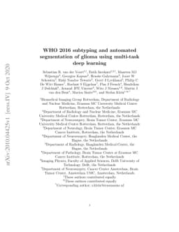 WHO 2016 subtyping and automated segmentation of glioma using multi-task
  deep learning