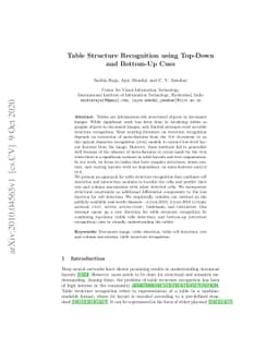 Table Structure Recognition using Top-Down and Bottom-Up Cues