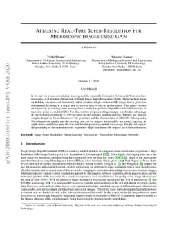 Attaining Real-Time Super-Resolution for Microscopic Images Using GAN