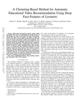 A Clustering-Based Method for Automatic Educational Video Recommendation
  Using Deep Face-Features of Lecturers