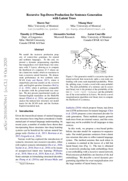 Recursive Top-Down Production for Sentence Generation with Latent Trees