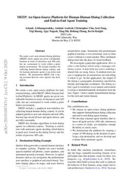 MEEP: An Open-Source Platform for Human-Human Dialog Collection and
  End-to-End Agent Training