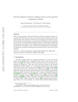 On the similarity between ranking vectors in the pairwise comparison
  method