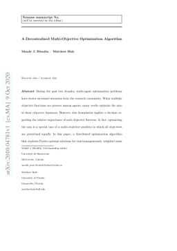 A Decentralized Multi-Objective Optimization Algorithm