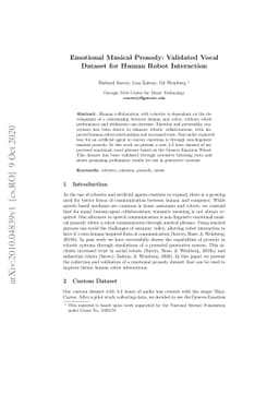 Emotional Musical Prosody: Validated Vocal Dataset for Human Robot
  Interaction