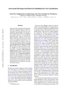 Adversarial Self-Supervised Data-Free Distillation for Text
  Classification