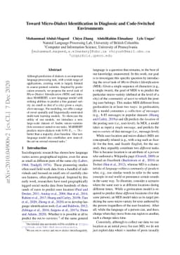 Toward Micro-Dialect Identification in Diaglossic and Code-Switched
  Environments