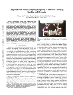 Origami-based Shape Morphing Fingertip to Enhance Grasping Stability and
  Dexterity