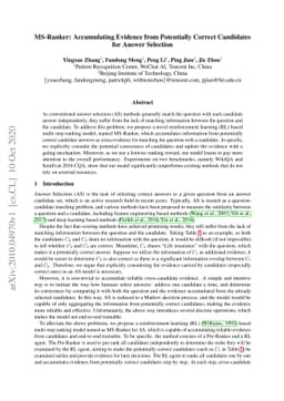 MS-Ranker: Accumulating Evidence from Potentially Correct Candidates for
  Answer Selection