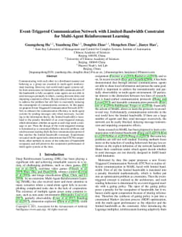 Event-Triggered Multi-agent Reinforcement Learning with Communication
  under Limited-bandwidth Constraint