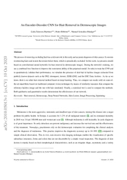 An Encoder-Decoder CNN for Hair Removal in Dermoscopic Images