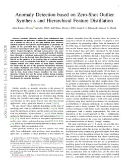 Anomaly Detection based on Zero-Shot Outlier Synthesis and Hierarchical
  Feature Distillation