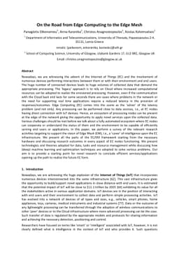 On the Road from Edge Computing to the Edge Mesh