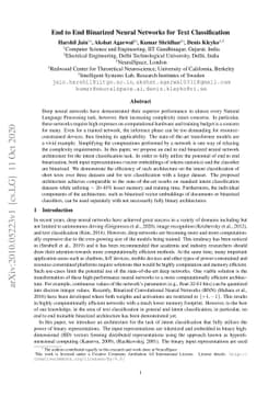 End to End Binarized Neural Networks for Text Classification