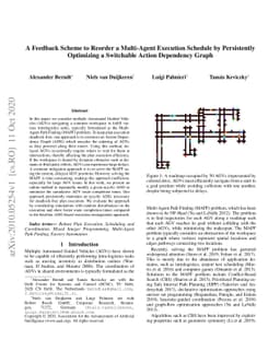 A Feedback Scheme to Reorder a Multi-Agent Execution Schedule by
  Persistently Optimizing a Switchable Action Dependency Graph