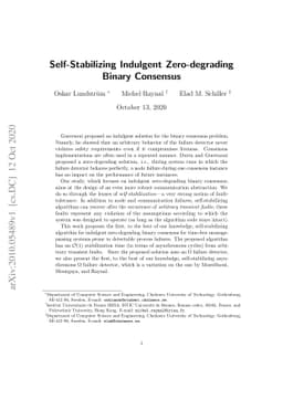 Self-Stabilizing Indulgent Zero-degrading Binary Consensus