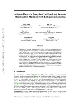 A Game-Theoretic Analysis of the Empirical Revenue Maximization
  Algorithm with Endogenous Sampling