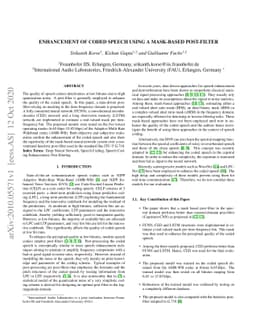 Enhancement Of Coded Speech Using a Mask-Based Post-Filter