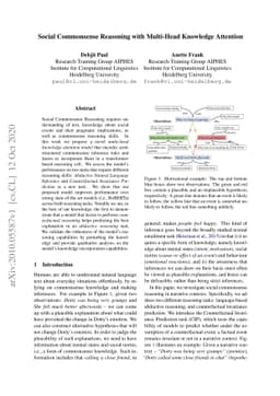 Social Commonsense Reasoning with Multi-Head Knowledge Attention