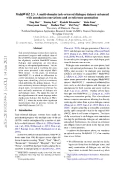 MultiWOZ 2.3: A multi-domain task-oriented dialogue dataset enhanced
  with annotation corrections and co-reference annotation