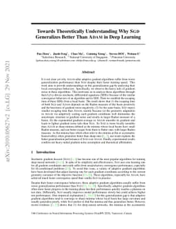 Towards Theoretically Understanding Why SGD Generalizes Better Than ADAM
  in Deep Learning