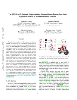 The MECCANO Dataset: Understanding Human-Object Interactions from
  Egocentric Videos in an Industrial-like Domain