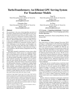 TurboTransformers: An Efficient GPU Serving System For Transformer
  Models