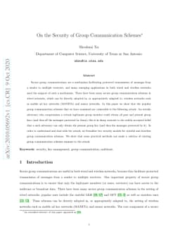 On the Security of Group Communication Schemes