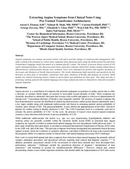 Extracting Angina Symptoms from Clinical Notes Using Pre-Trained
  Transformer Architectures