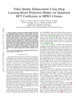 Video Quality Enhancement Using Deep Learning-Based Prediction Models
  for Quantized DCT Coefficients in MPEG I-frames